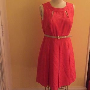 Pink polka dot Tahari dress.